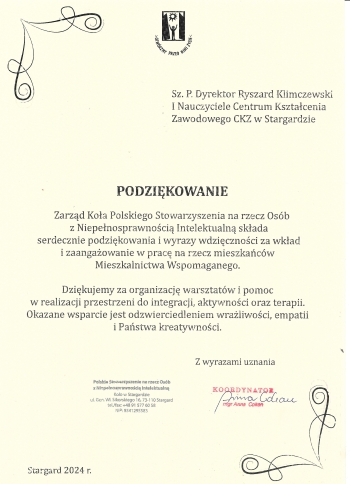 Podziękowanie PSONI